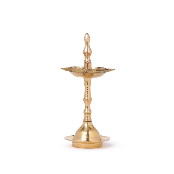 Shubhkart Solid Brass Oil Lamp Kerla Samai for Home Puja, Small