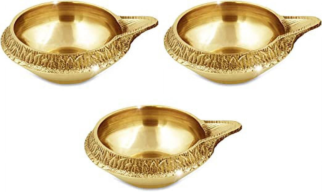 Shubhkart Traditional Brass Kuber deep / Diya / Oil Lamp Pack of 3