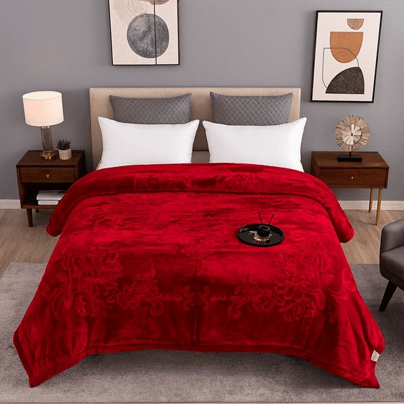 Shubozy King Size Heavyweight Fleece Blanket Silky Soft, Warm & Luxurious Winter Bed Blanket, Fade-Resistant Plush Throw,King ,Red