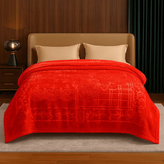 Shubozy King Size Heavyweight Fleece Blanket Silky Soft, Warm & Luxurious Winter Bed Blanket, Fade-Resistant Plush Throw,King ,Red