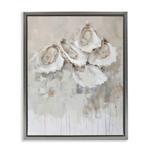 Stupell Industries Shucked Oyster Shells Gray Framed Floater Canvas Wall Art, design by Creative Studio, 21 x 17