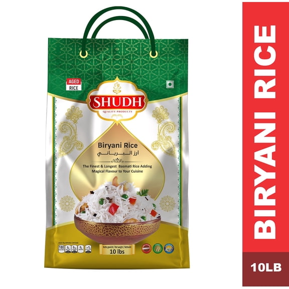 Shudh Basmati Rice 10 LB Biryani Rice XXXL 1121 GMO Free Extra Long Grain