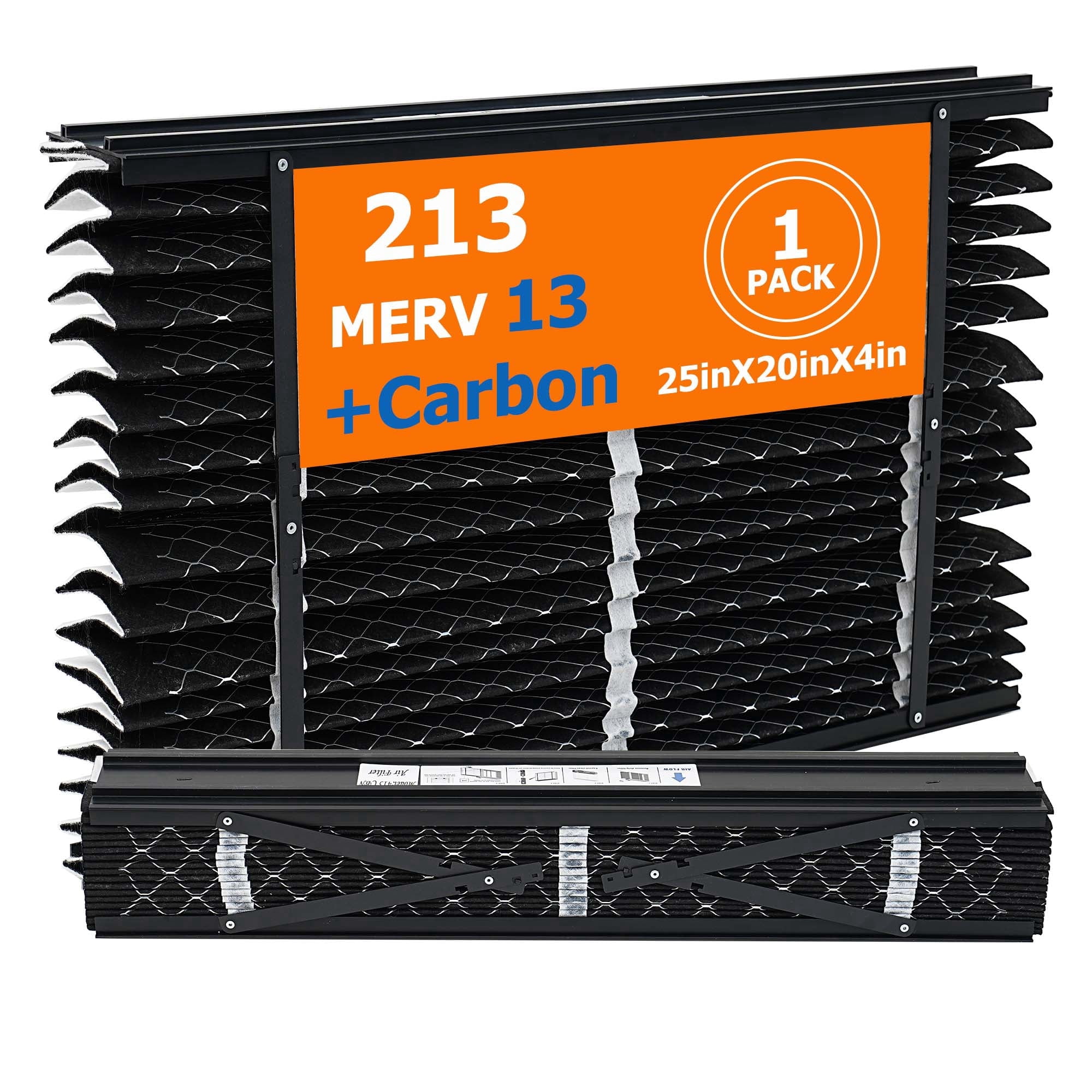 ShueBee 213 CBN Replacement Filter Compatible with AprilAire Whole House Air Purifier 1210, 1620, 2210, 2216, 3210, 4200 Furnace Air Purifier, MERV 13 with Carbon to Reduce Odors, 25x20x4, 1 Pack