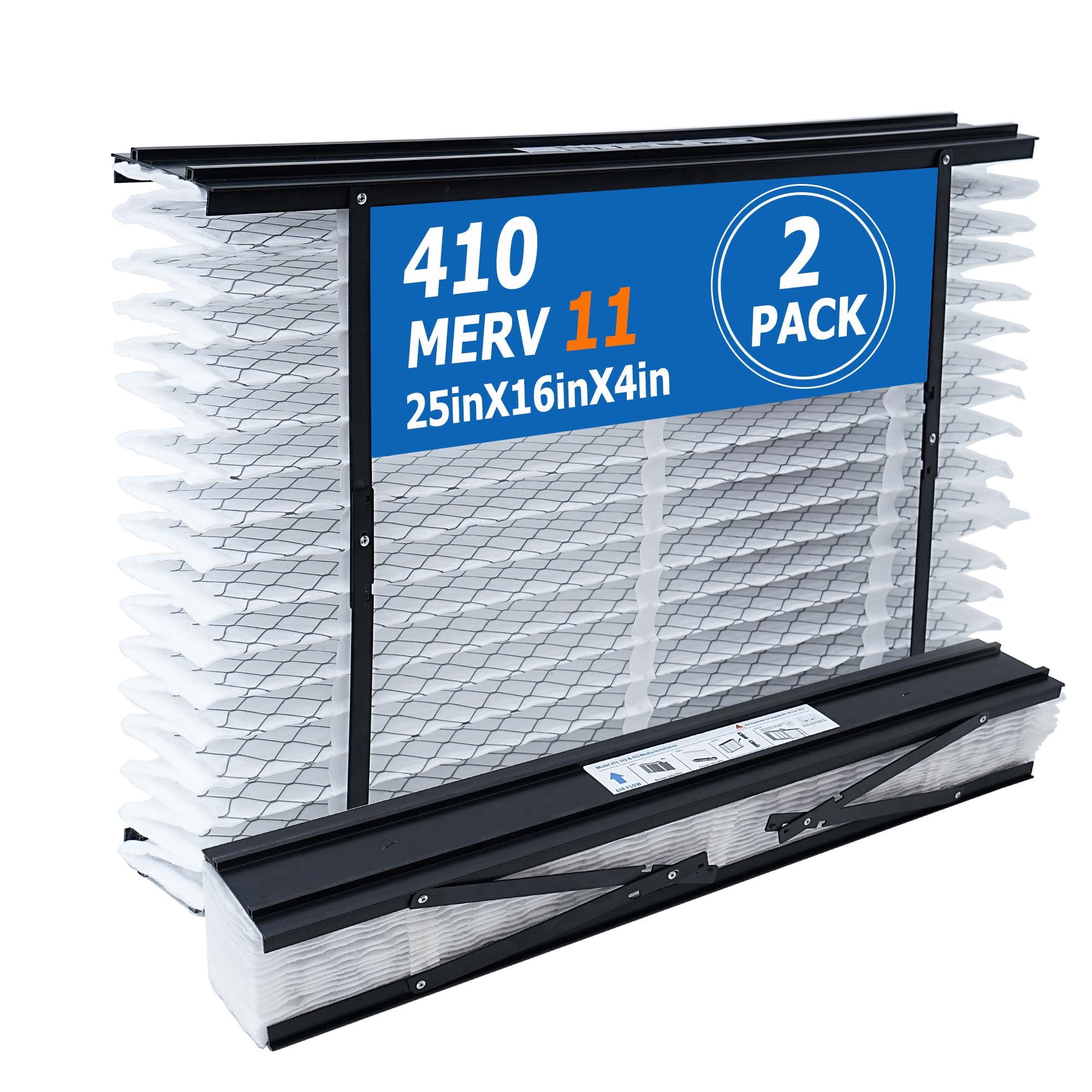 ShueBee 410 Replacement Filter Compatible with AprilAire Whole House Air Purifier 1410,1610,2410,2416,3410,4400 Furnace Air Purifier,MERV 11 Filters,Size:16x25x4,2 Pack