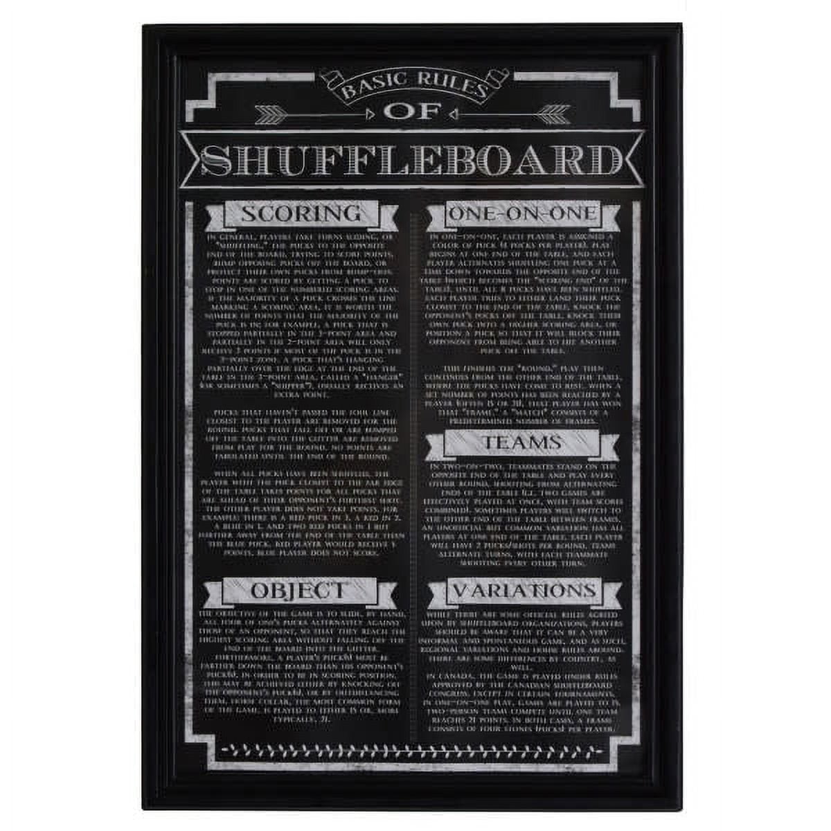 Elegant Black Framed Shuffleboard Rules Wooden Wall Art