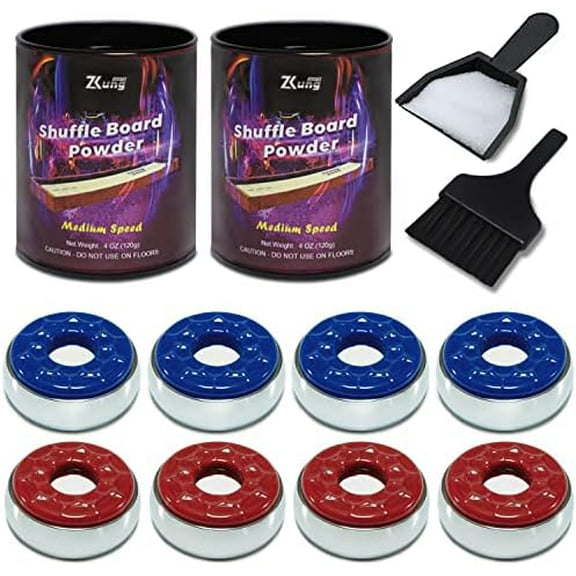 Shuffleboard Pucks and Sand Set - 2 1/8" Table Pucks with 2 Cans Wax, Mini Brush and Dustpan$$Sport & Recreation Other