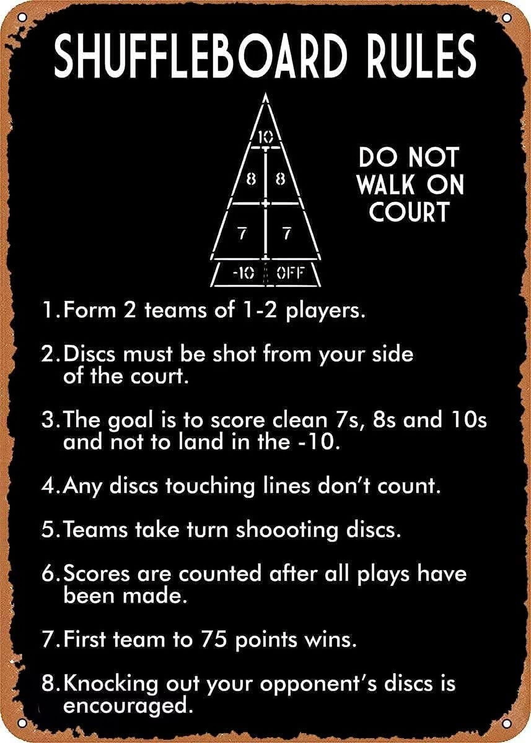 Shuffleboard Rules Metal Sign Vintage Art Tin Poster Bedroom Club Bars