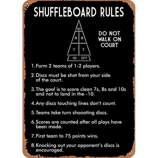 Shuffleboard Rules Metal Sign Vintage Art Tin Poster Bedroom Club Bars