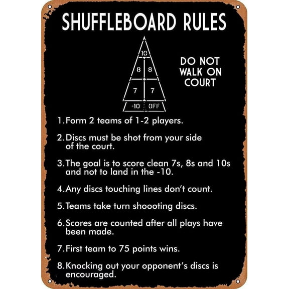 Shuffleboard Rules Metal Signs Vintage Home Cave Retro Poster Wall Art Tin Sign for Home Bedroom Club Cave Bars Wall Decor Plaquech,812 inch