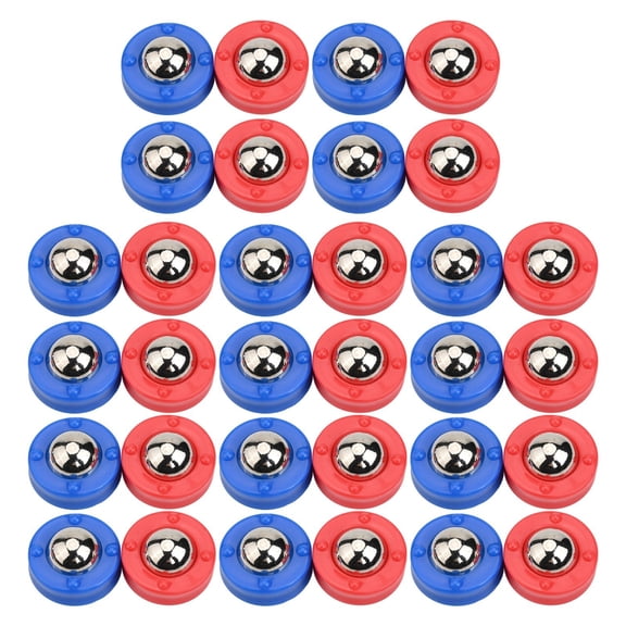 Shuffleboard Tabletop Curling Game Pucks, 32-Pack Plastic and Hardware Discs for Indoor Sports, Red and Blue Replacement Accessories for Home and Office Use