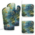 thumbnail image 1 of Shuihui Flower Oven Mitt And Pot Holder Set Oven Glove for Kitchen Baking Cooking Grilling, 1 of 6