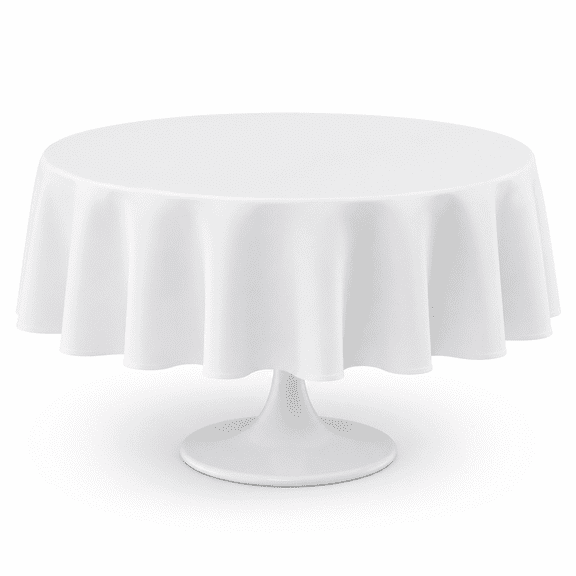 Shuimiao 60 Inch White Round Tablecloth, Waterproof Stain Resistant & Wrinkle Free, Polyester Fabric Table Cover for Dining Room Kitchen Party Wedding Outdoor