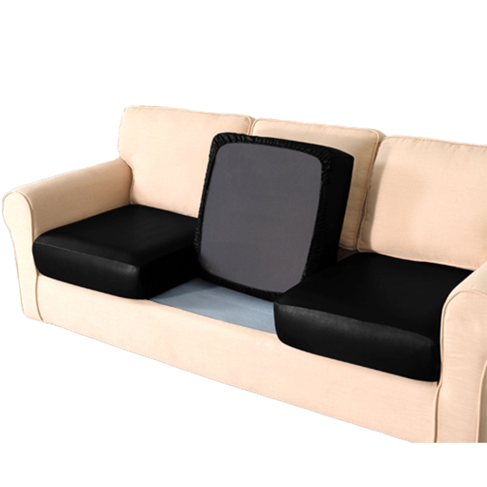 Shukii PU Waterproof Couch Cushion Covers Sofa Seat Covers Stretch Sofa Slip Covers Combination Sofa Cover Couch Sofa Covers For Pets With Elastic Bottom 1 Cushion Armchair L,Black