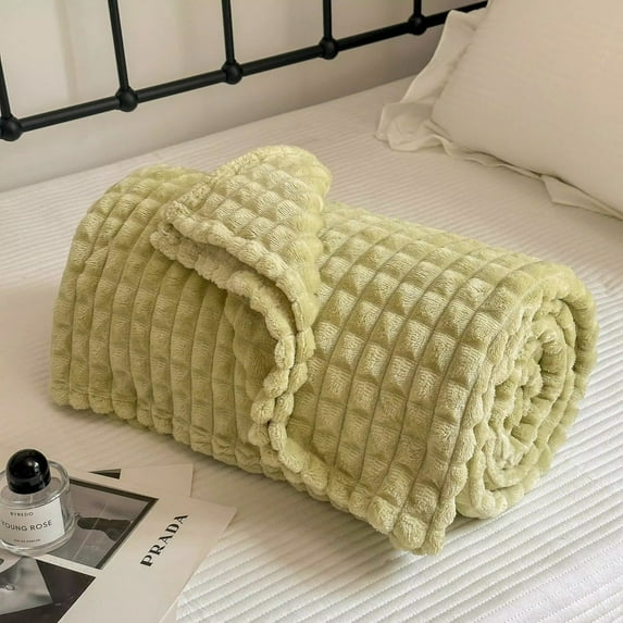 Shukii Throw Blanket Plush Thick Soft Blanket for Bedding Office nap Blanket Sofa Blanket Green100x150CM