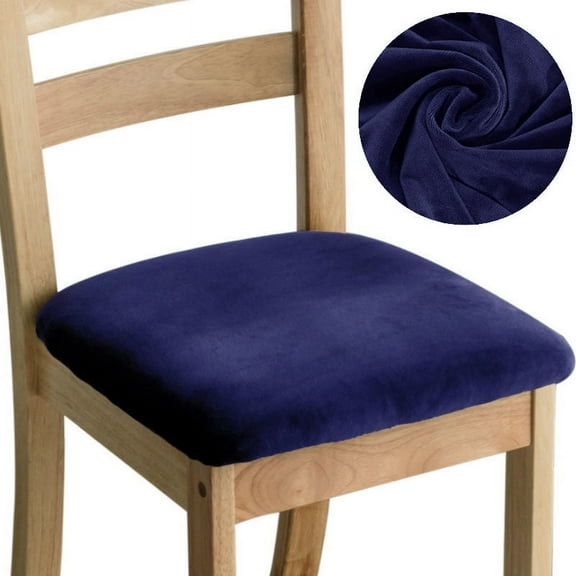 Shukii Velvet Dining Chair Covers Set of 2 Stretch Dining Table Chair Covers Chair Cushion Covers For Dining Room,Navy Blue