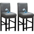 Shukii Waterproof Barstool Covers 2 Pack Stretch PU Leather Bar Stool