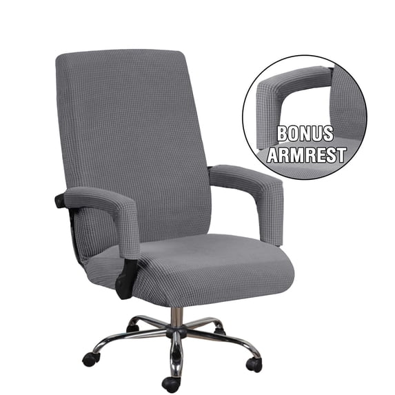 Shukii Waterproof Office Chair Cover Stretch Computer Office High Back Chair Cover with Arm Covers Washable Slipcovers Cover(grey,Large)