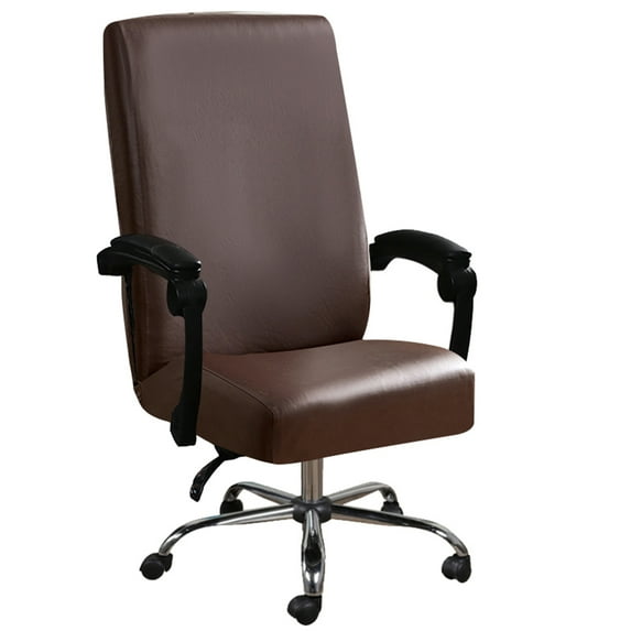 Shukii Waterproof Office Chair Covers Computer Chair Slipcovers Desk Chair Cover Universal Chair Protectors For Rotating Chair(Coffee,Large)