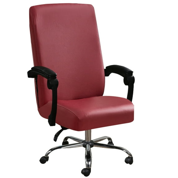 Shukii Waterproof Office Chair Covers Computer Chair Slipcovers Desk Chair Cover Universal Chair Protectors For Rotating Chair(Wine Red,Large)