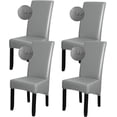 thumbnail image 1 of Shukii Waterproof PU Leather XL Chair Covers Stretch Dining Chair Covers Set of 4 Grey Chair Slipcovers Chair Protector Cover Universal Chair Covers for Dining Room Kitchen Hotel, 1 of 8