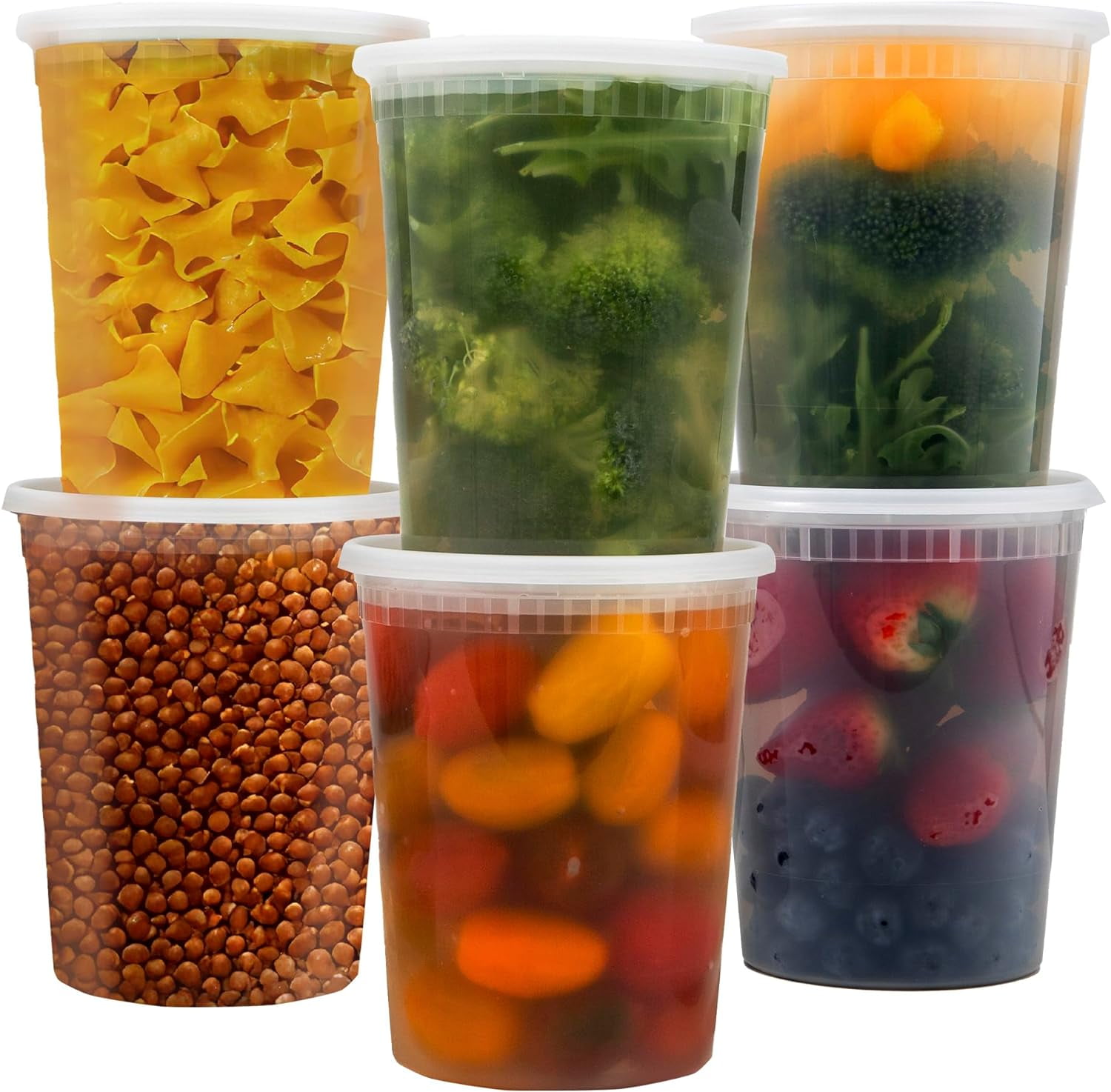 16 Or 32 Oz Clear Plastic Food Storage Containers With Lids - Microwave & Freezer Safe, BPA Free
