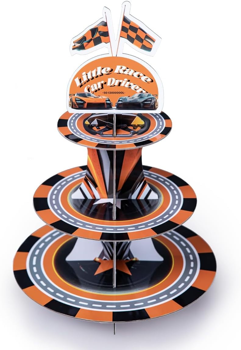 Shukong 3 Tier Race Car Track Cupcake Stand, Cupcake Stand Tower for ...