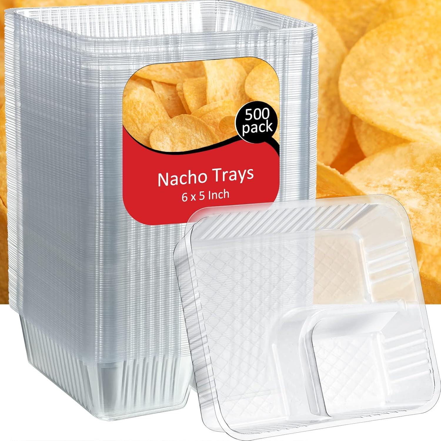 Shukong 500 Pcs 12oz Nacho Trays Disposable 2 Compartment Food Snack ...