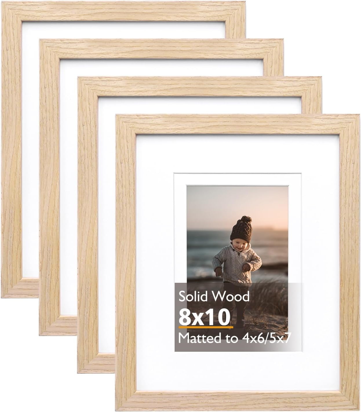 Solid Picture Frame Shukong 8x10 Picture Frame Natural, Solid Wood Frames with Acrylic ...