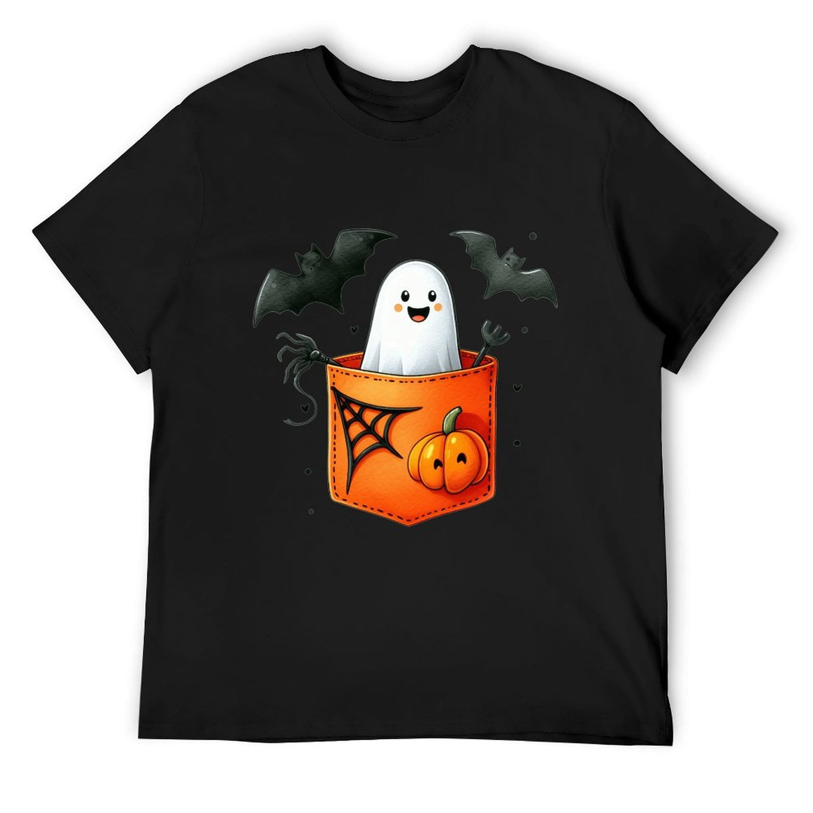 Shukong Black Men's Cotton Halloween TShirt with Funny Pattern Print