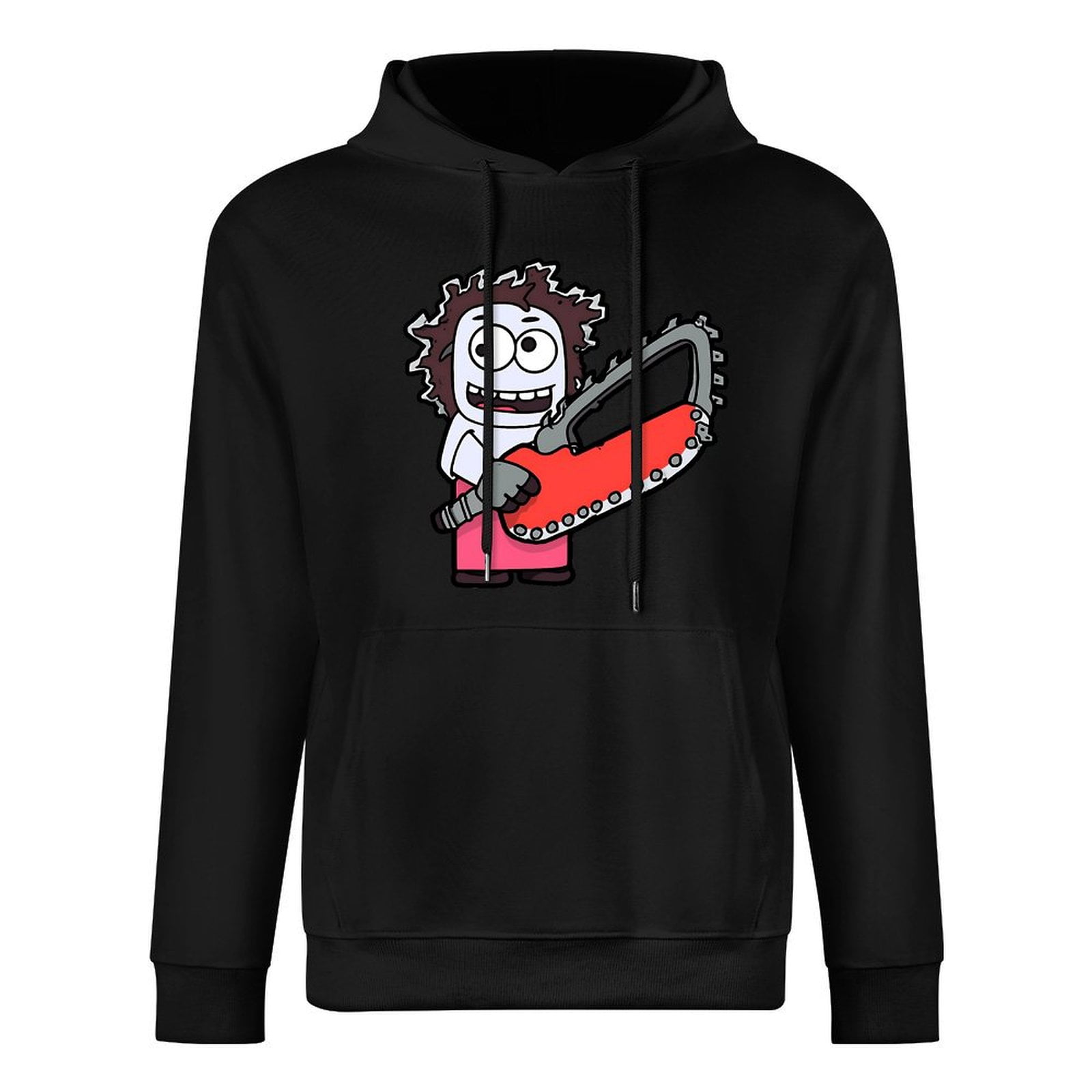 Shukong Black Men's Hoodie, Funny Halloween Pattern Print, Cotton, S