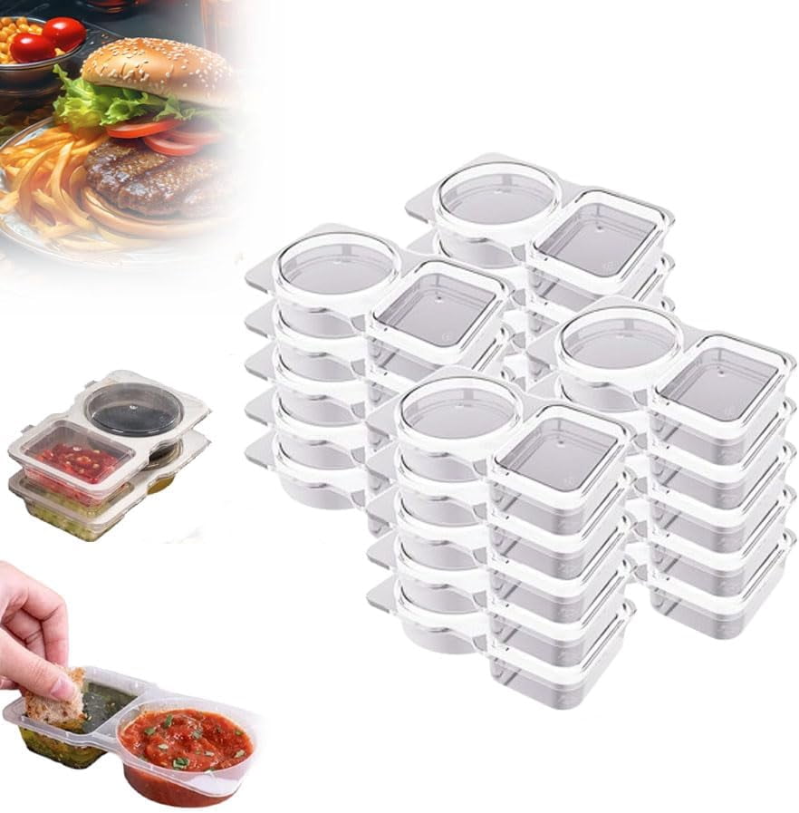 Pastic Container Condiment Shukong Double Compartment Condiment Container, 2025 New Reusable ...