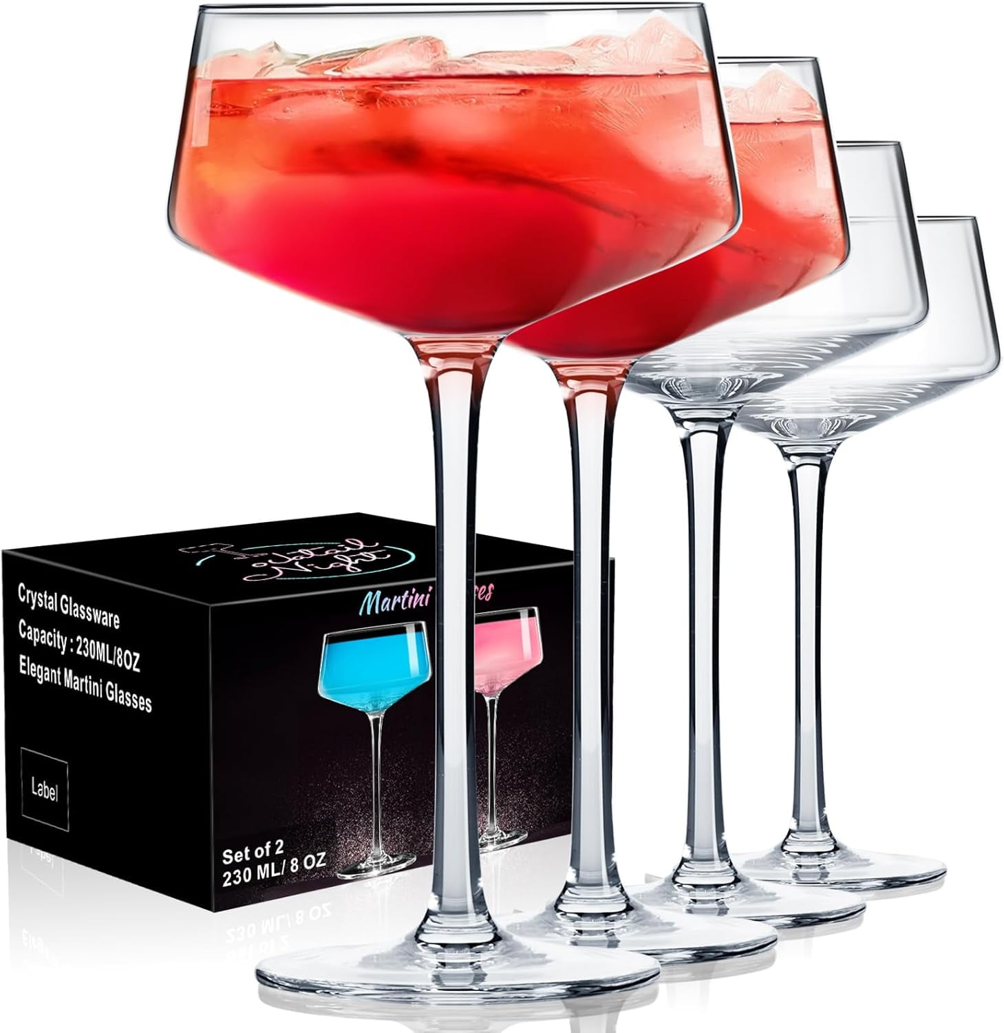 Shukong Martini Glasses, Coupe Glasses, Cocktails Glasses of Hand Blown ...