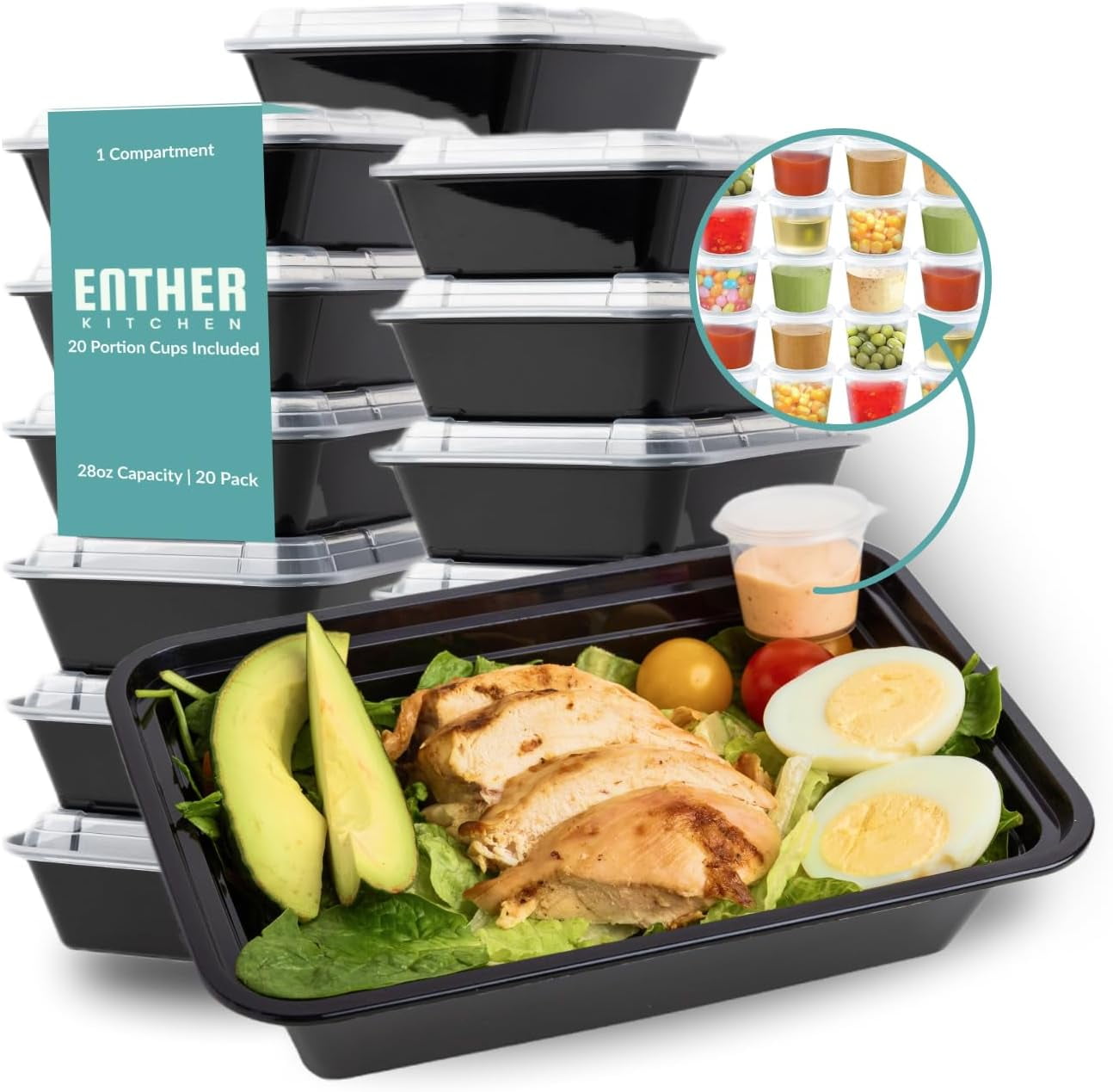 Shukong Meal Prep Containers 12 Pack 1 Compartment Single Lids Food ...