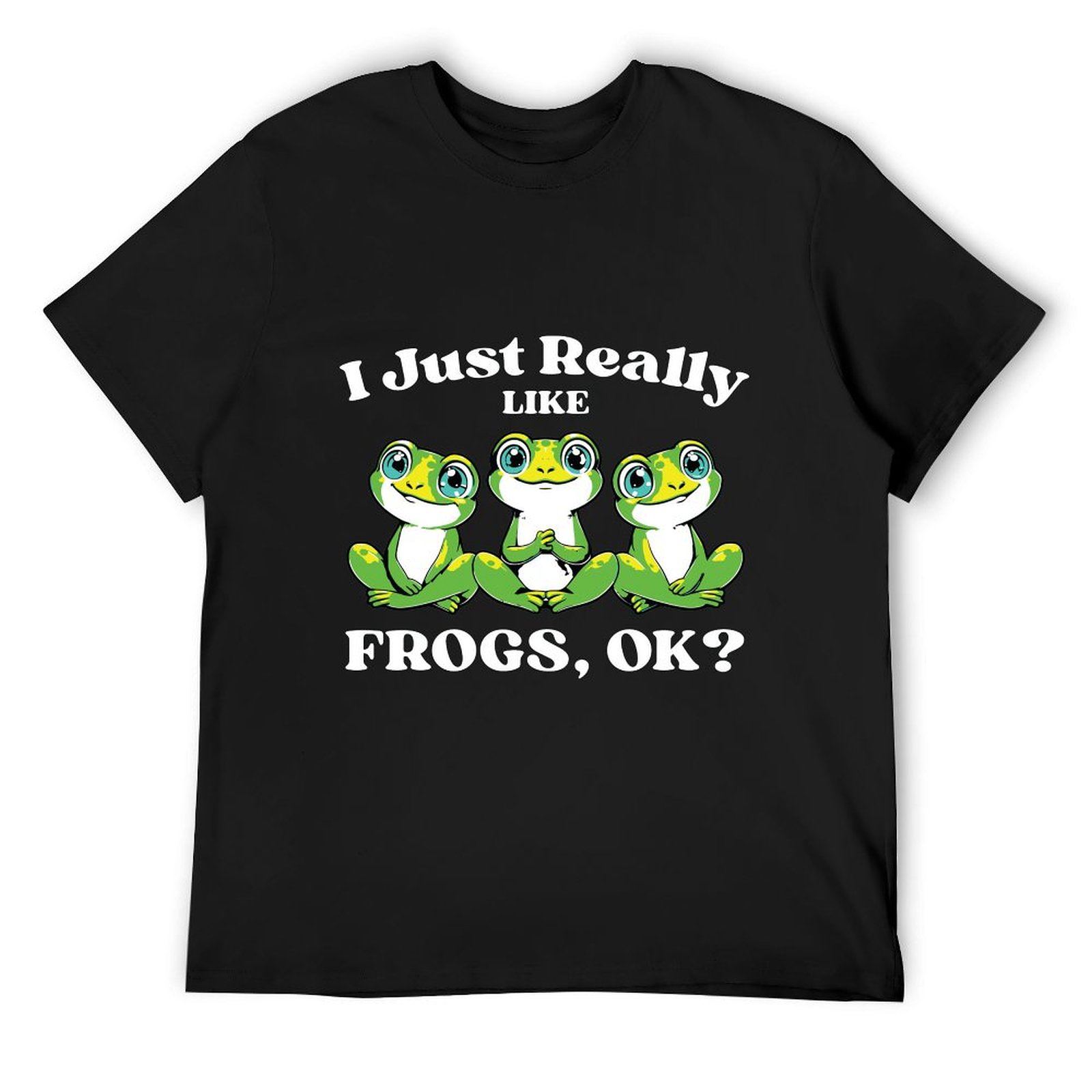 Shukong Men's Black Pure Cotton Funny Frog Fun Design TShirt S3XL