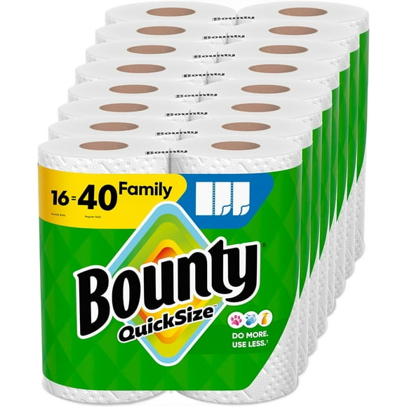 Shukong Paper Towels Quick Size, White, 16 Family Rolls = 40 Regular Rolls (Packaging May Vary)