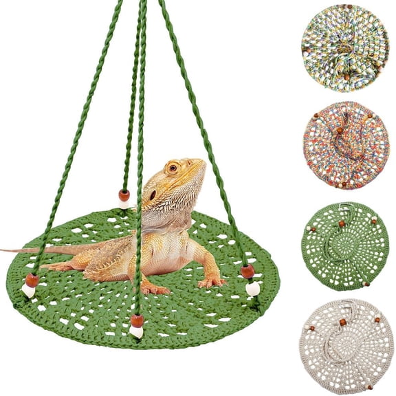 Shukong Reptile Hammock Swing Bearded Dragon Guinea Pig Rest Bed Habitats Supplies Climbing Terrarium for Lizard Leopard Gecko Parrots Parakeet Cockatiel Rats Snake Hamster Squirrel Chameleon