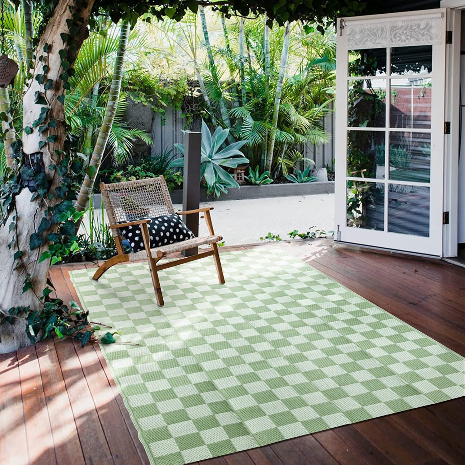 Shukong Reversible Rugs Plastic Patio Area Rugs, Lightweight Outside ...