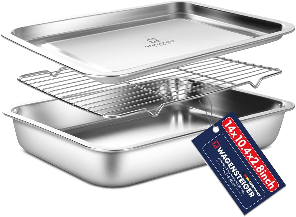 Shukong Stainless Steel Food Prep Container with Rack & Lid (Tray), 4 ...