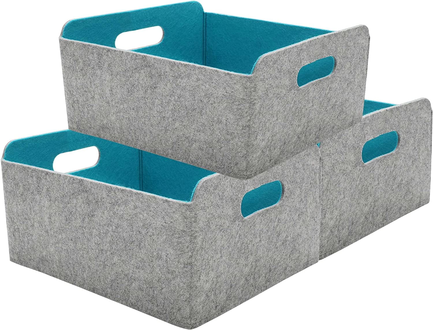 Shukong Storage Baskets 3-piece Felt Storage bin Foldable Shelf Drawers ... - Scandinavian Storage Bins