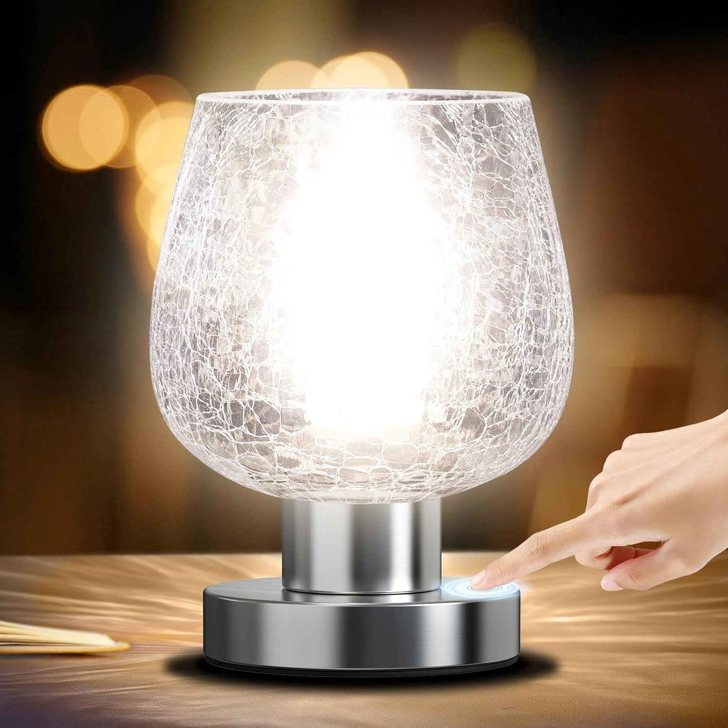 Shukong Touch Bedside Table Lamp for Bedroom Nightstand, Vintage Small ...