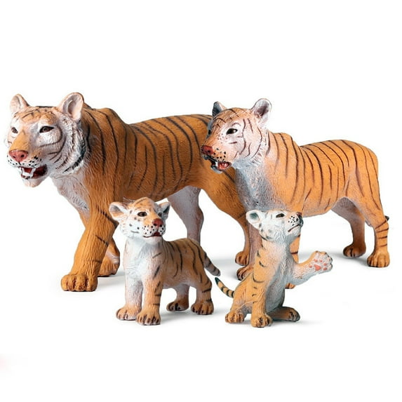 Shulemin 1/4Pcs Kids Cute Simulated Solid Tiger Model Action Figure Toy Desktop Ornament,4Pcs Tiger Set