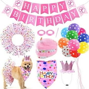 Shulemin 1 Set Pet Bandana Washable Comfortable Improve Ambience Dog Birthday Party Hat Bowtie Banner Supplies for All Seasons