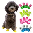 thumbnail image 1 of Shulemin 4Pcs Cats Dogs Cotton Warm Anti-Slip Pattern Socks Shoes Pet Supplies,Green L, 1 of 7