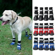 Shulemin 4Pcs Winter Warm Waterproof Anti-Slip Snow Boots Dog Paw Protector Pet Supplies,Black