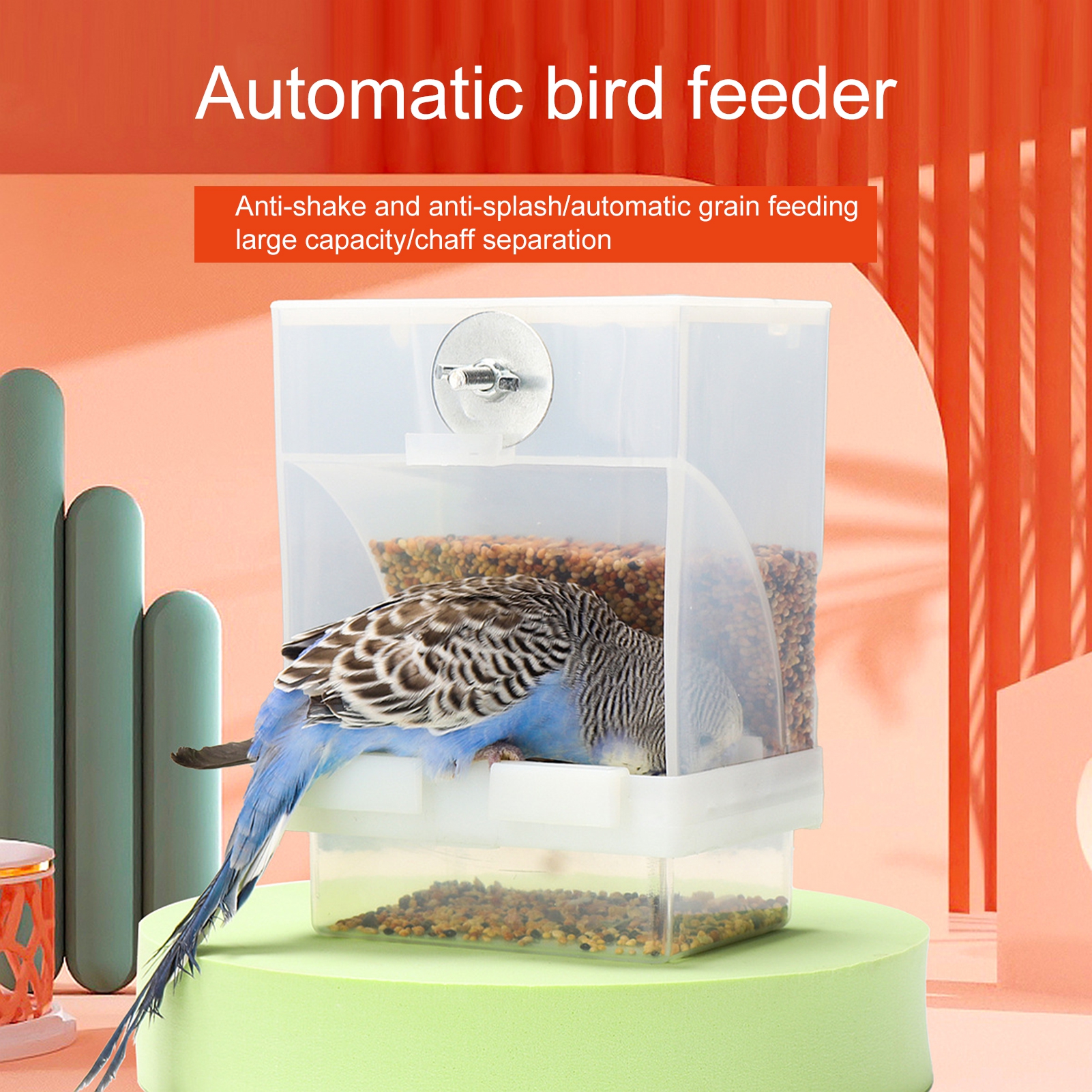 Shulemin Automatic Bird Feeder, No Mess Bird Cage Feeder, AntiSplash