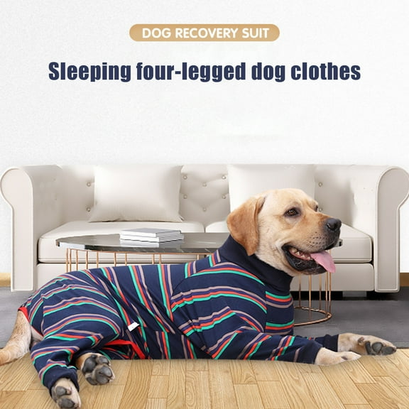 Shulemin Dog Weaning Suit Elastic Wound Recovery Cotton Four-legged Pet Postpartum Cloth Bodysuit for Puppy,multicolor strip 2XL