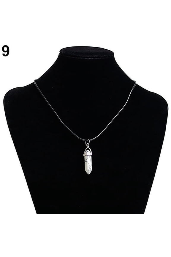 Faux Gemstone Rock Natural Quartz Healing Point Chakra Reiki Pendant Rope Necklace