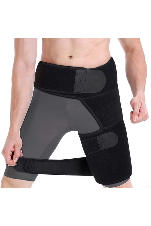 Fitness Sports Hip Brace Belt Leggings Thigh Hamstring Strap Groin Support Wrap for Sciatica Pain Relief,Black