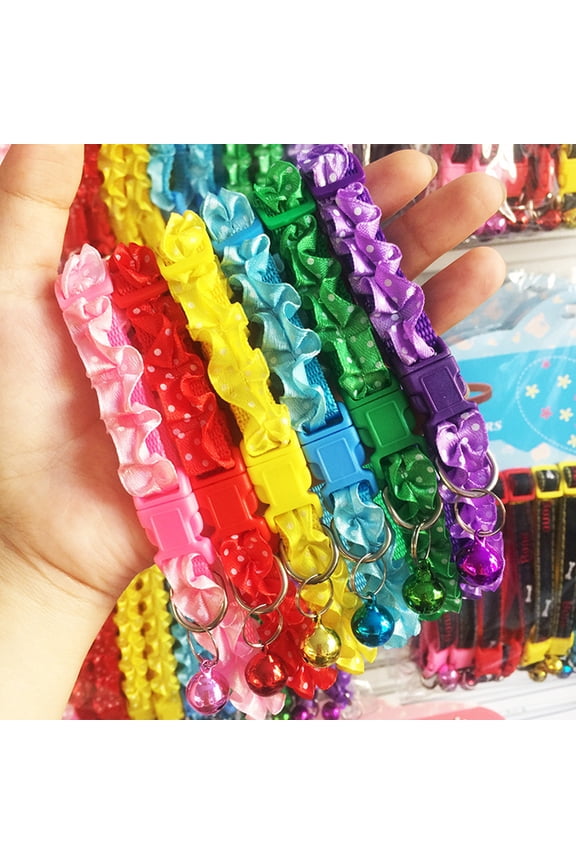 Flower Design Dog Collars Puppy Necklace with Bell Charm for Small Dogs,Red