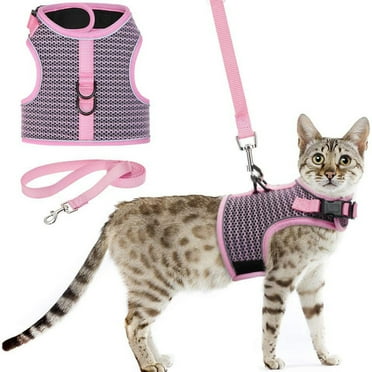 Arnés Y Correa Para Gatos Anti-escape - Talla XS, Con Tiras Reflectantes, Color Rosa